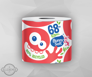 BUNNY SOFT BIG ROLKA papier toaletowy w banderoli 2W 68m makulatura biała