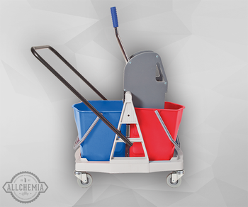 WÓZEK DWUWIADERKOWY 2x17L z wyciskarką na plastikowym stelażu